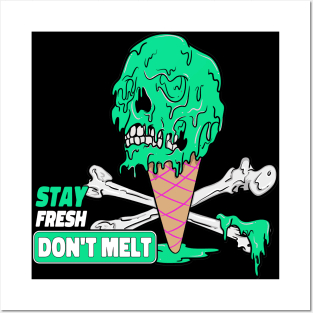 Don't Melt Dripping Ice Cream Skull Posters and Art